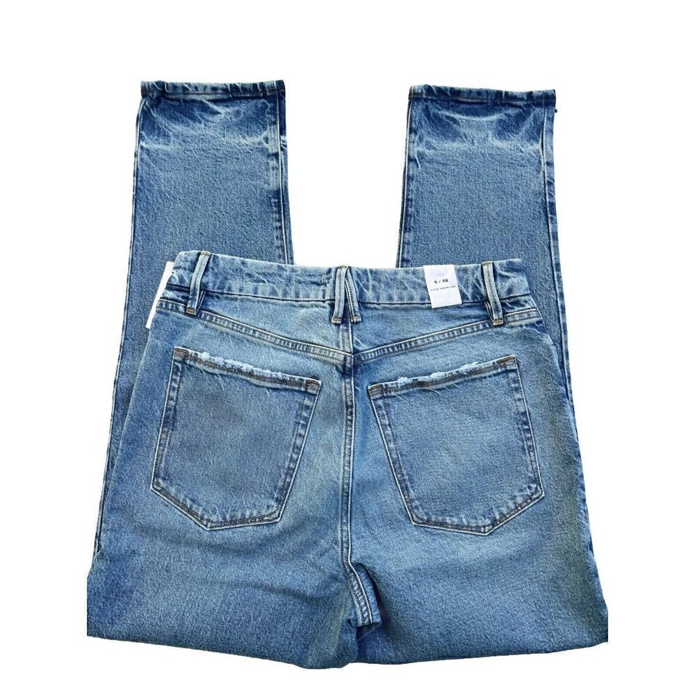 Good American Women's The Weekender Relaxed Fit Straight Leg Indigo339 Jeans - Picture 3 of 15